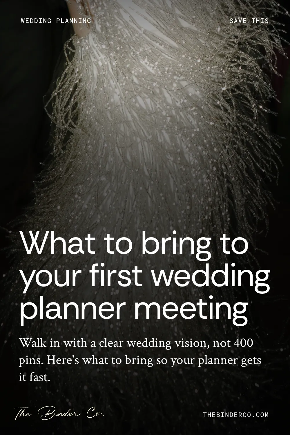 Pinterest pin: What to bring to your first wedding planner meeting