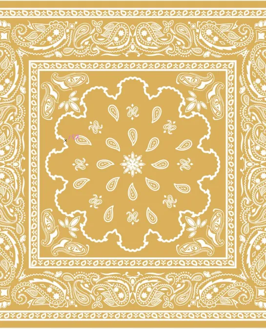 Mustard yellow paisley bandana pattern reference